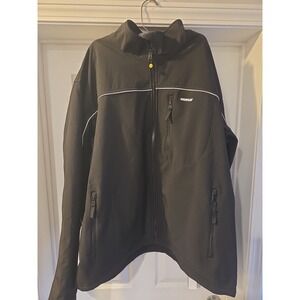 Mens CATERPILLAR 2XLarge CAT Black Zip Front Softshell‎ Jacket Fleece Lined